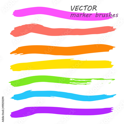 Vector marker brush strokes set