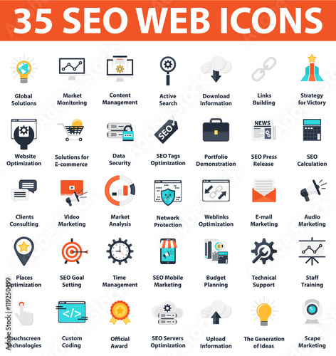 SEO and Development 35 Icons