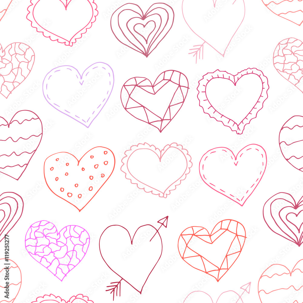 Seamless patterns with hearts