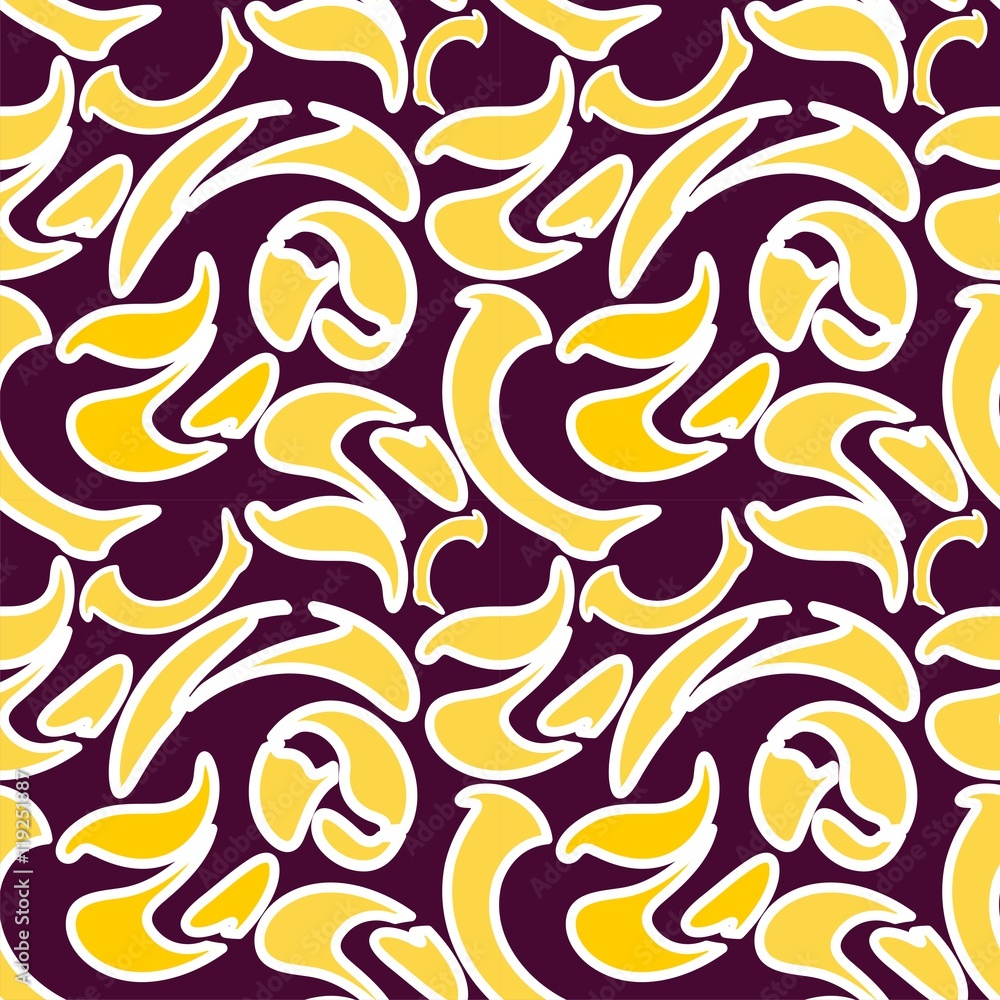 Abstract pattern with curved elements.Vector background seamless yellow