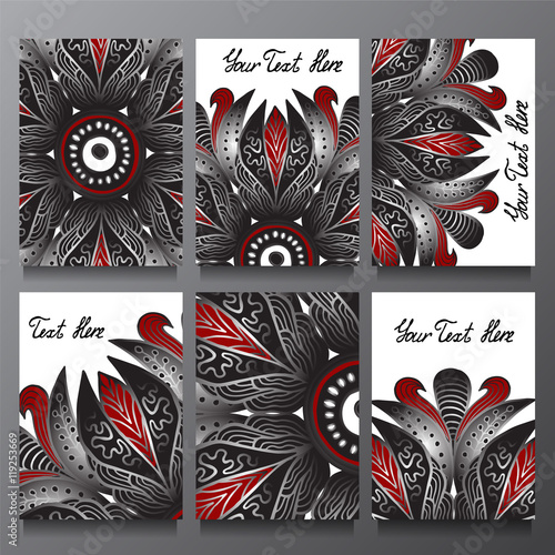 Stock vector set of template with floral ornament,oriental desig