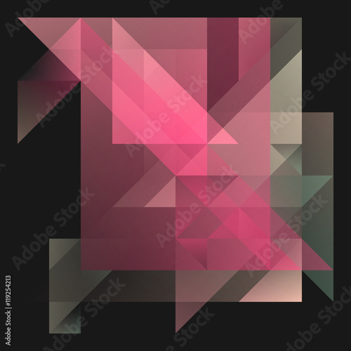 Fotografie, Obraz Abstract 2D geometric red background with triangles in random patterns, layered