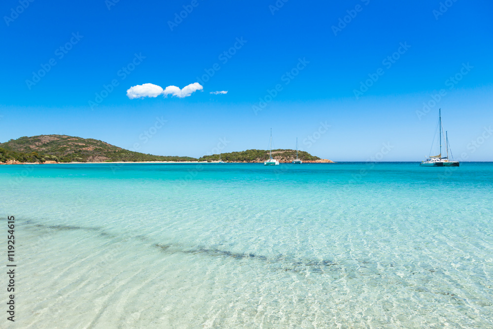 view of Rondinara beach in Corsica Island in France
