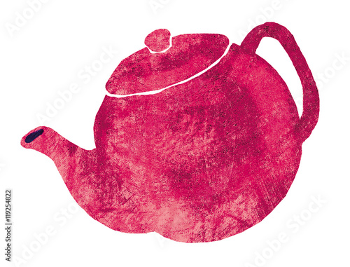 Obraz na płótnie Czerwony czajnik na białym tle