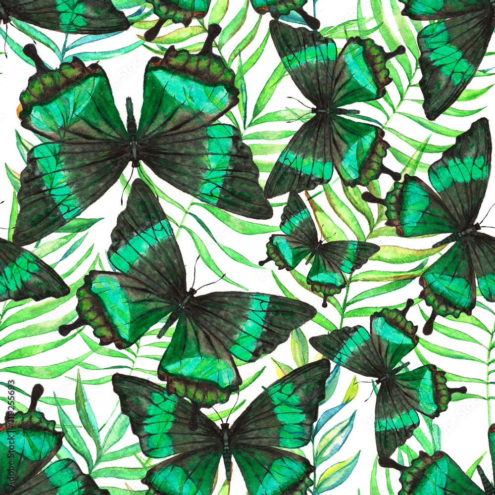 Naklejka premium Pattern with butterflies