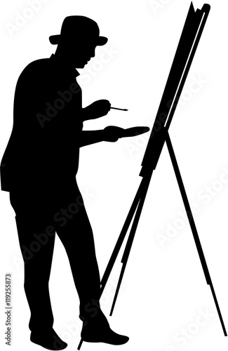 Artist painted the picture on an easel.