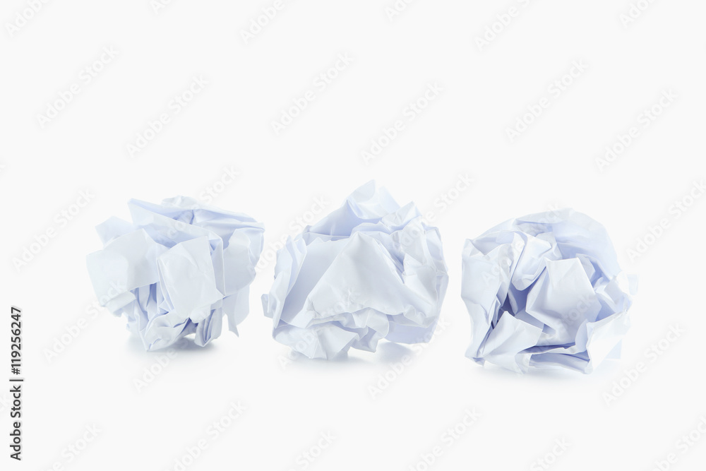 Crumpled paper balls isolated on a white Crumpled paper balls isolated on a white