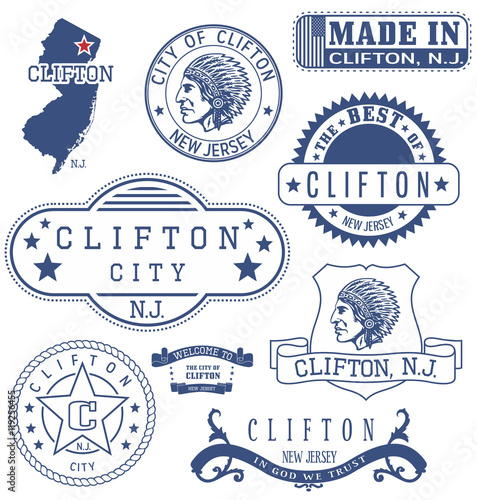 Clifton city, NJ, generic stamps and signs