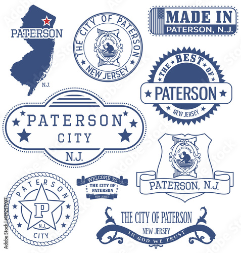 Paterson city, NJ, generic stamps and signs