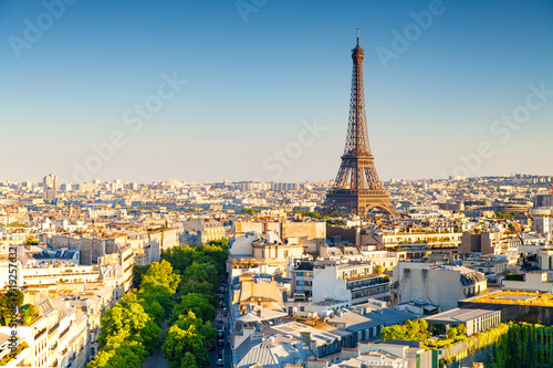 cityscape of paris by the sunset