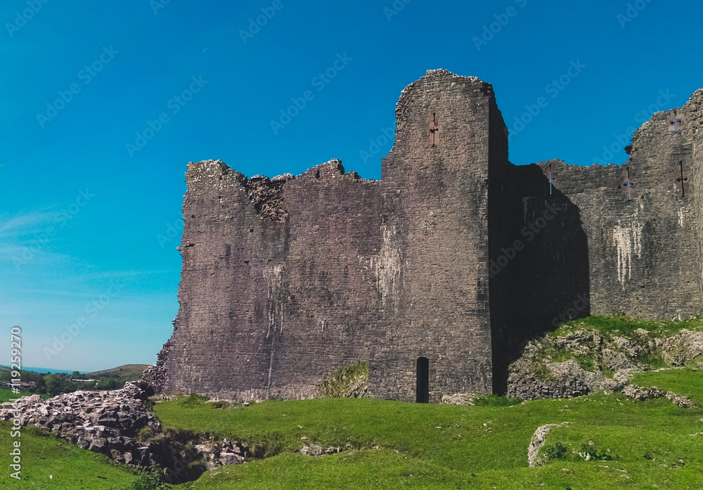 View of a welsh castle on the hill