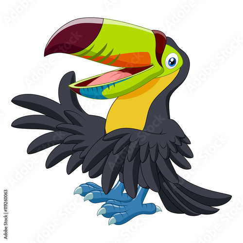 Cartoon funny toucan presenting