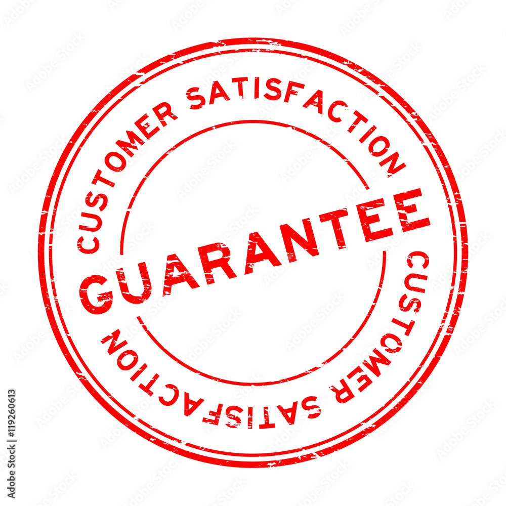 Grunge red guarantee and customer satisfaction rubber stamp on wh Grunge red guarantee and customer satisfaction rubber stamp on wh