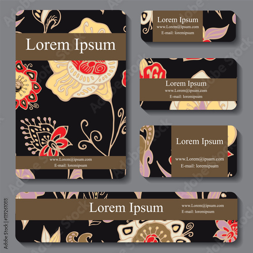 Stock vector set of template with floral ornament,oriental desig