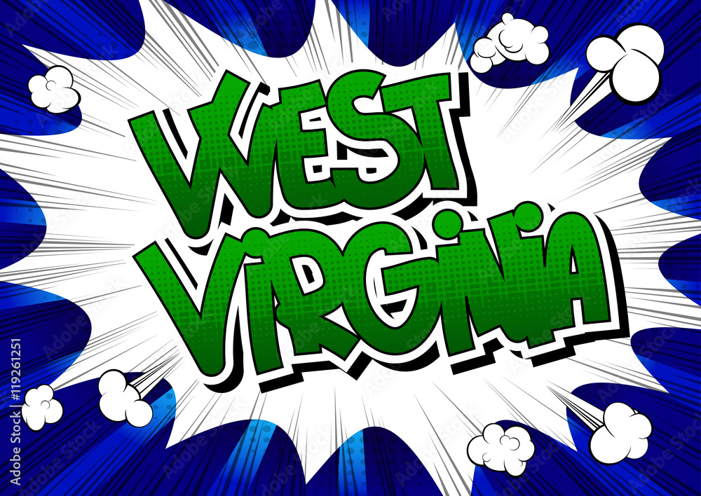 Vettoriale Stock West Virginia Comic book style word. Adobe Stock