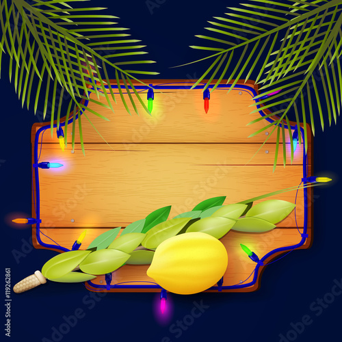 Design with symbols of the Jewish festival of Sukkot.