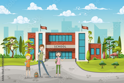 Illustration of three school kids