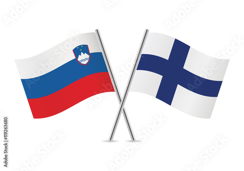 Slovenian and Finnish flags. Vector illustration.