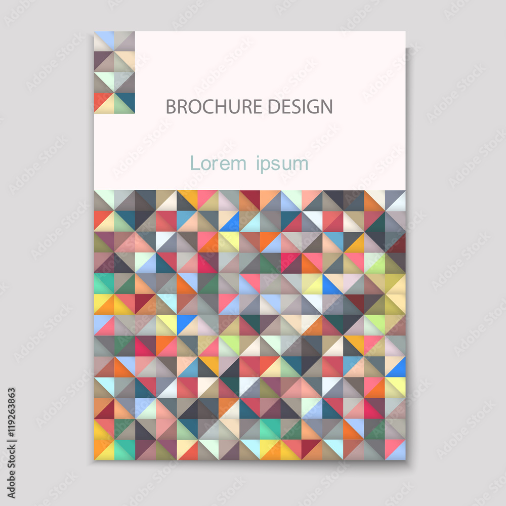 Modern brochure cover template with colorful mosaic - A4 size