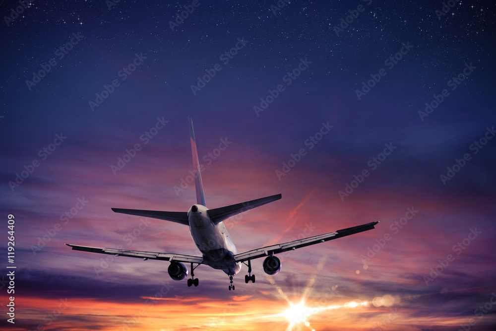 Sunset aircraft flight Sunset aircraft flight