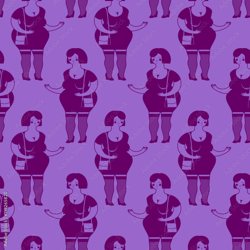 Prostitutes seamless pattern. Whore texture. Cheerful fat woman Prostitutes seamless pattern. Whore texture. Cheerful fat woman