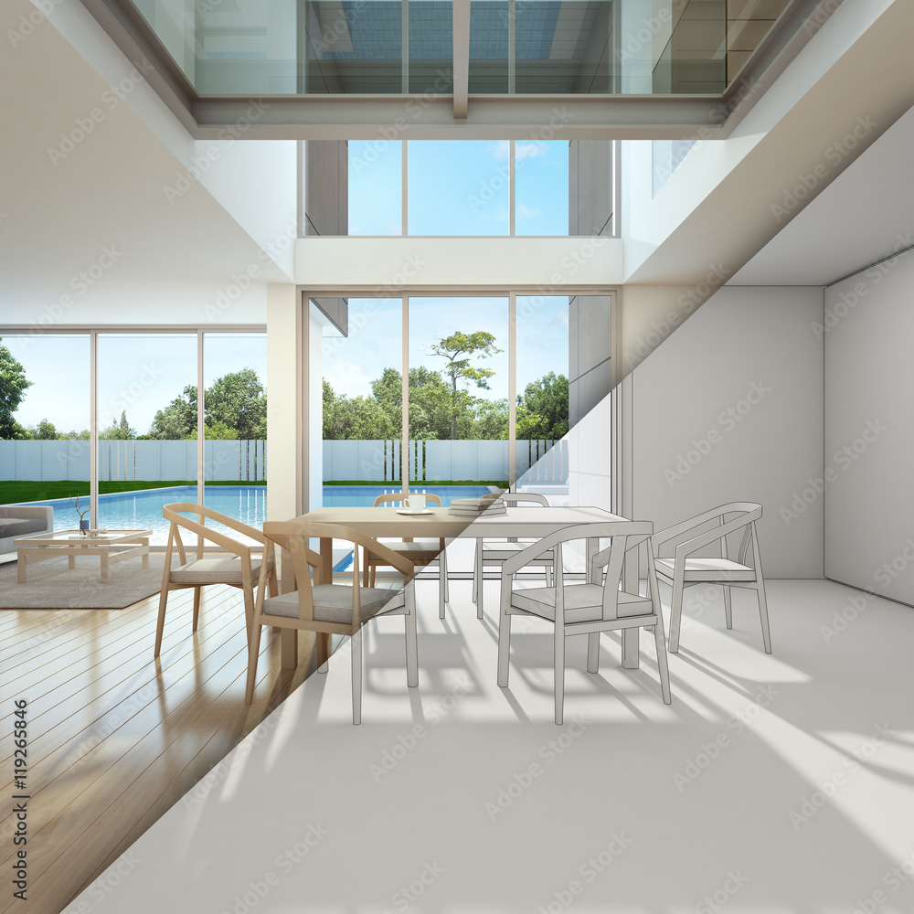 sketch design of meeting and living room in home office - 3d rendering sketch design of meeting and living room in home office - 3d rendering