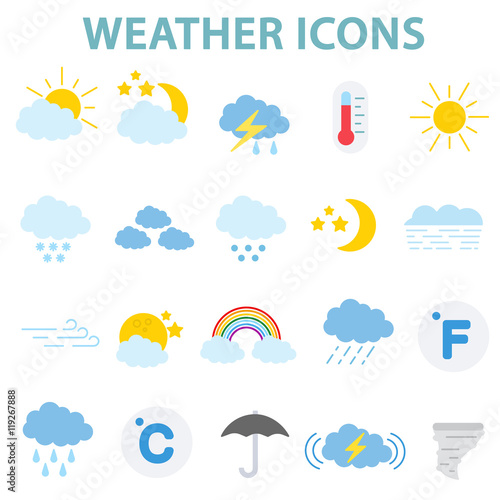 weather icons set.weather conditions collection. flat design