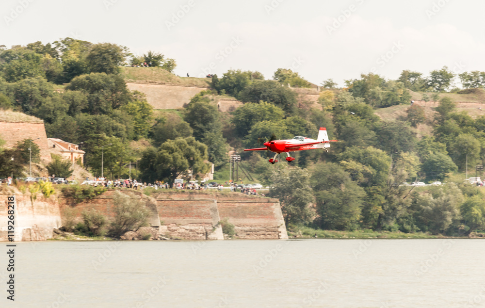 Fototapeta premium Novi Sad, Serbia - Septembe 22, 2013: Aero show at the Danube river