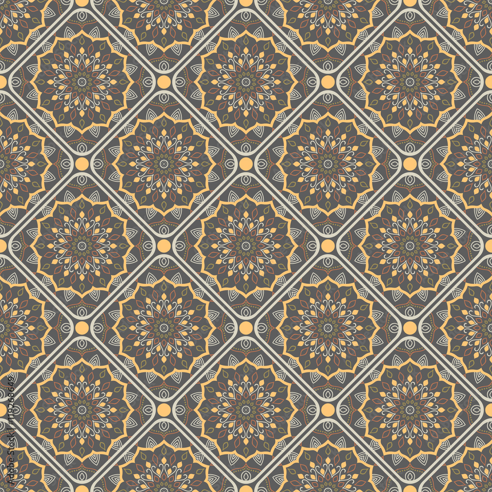 Seamless mandala pattern. Vintage elements in oriental style. Te