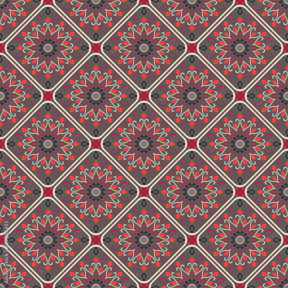 Seamless mandala pattern. Vintage elements in oriental style. Te