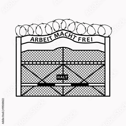Big gate with barbed wire