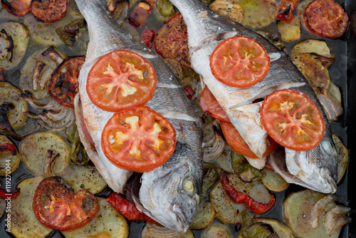 Gilt-head bream baked