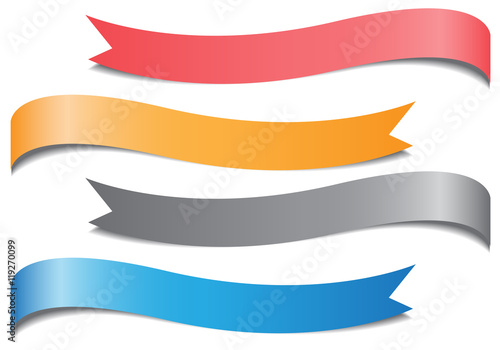 Vector color pastel ribbon label design on white background illustration.