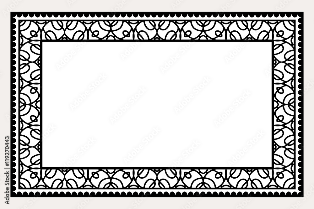 Black and white rectangle frame with ornamental border Black and white rectangle frame with ornamental border