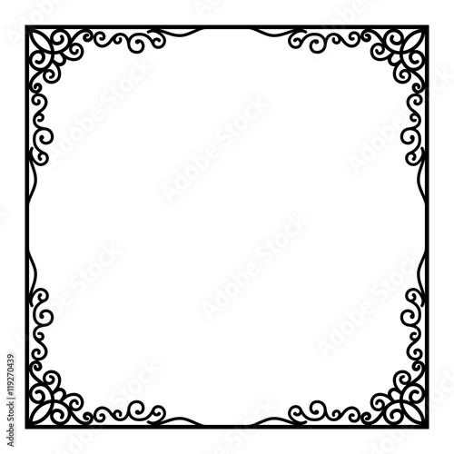 Vintage square frame with ornamental corners