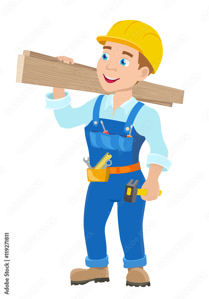 cartoon young workman with hummer. vector illustration cartoon young workman with hummer. vector illustration