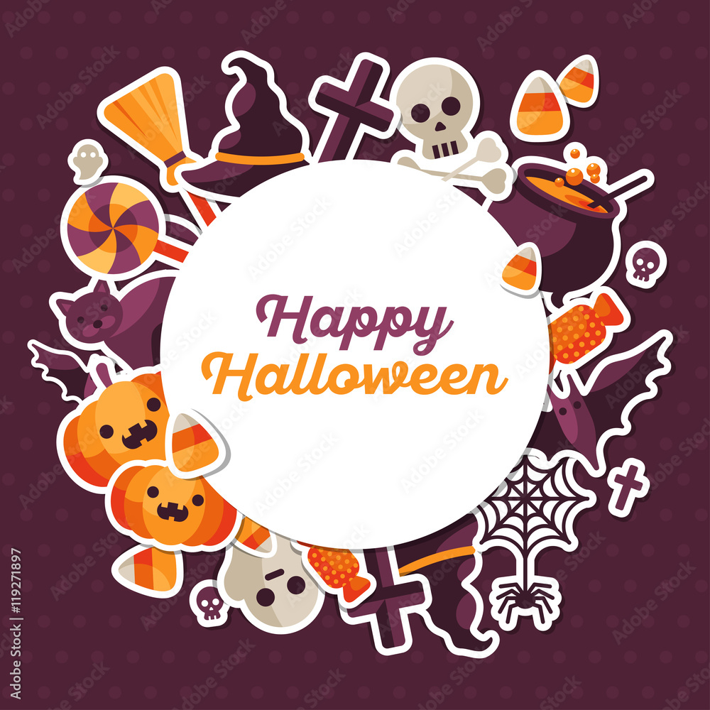 Halloween Concept Banner with Circle Frame Halloween Concept Banner with Circle Frame