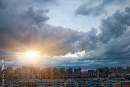 Dark clouds over the city