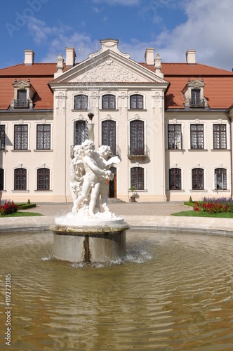 Fountain with angels in the palace garden