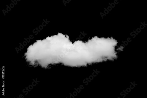Beautiful single white cloud isolated over black background