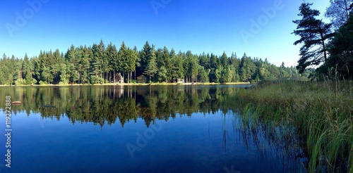 Calm lake with refletion.  photo