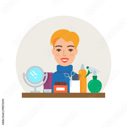 Profession - hairdresser vector illustration, beauty concept flat style