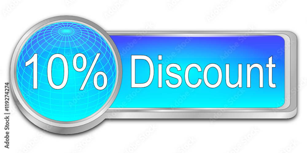 10% Discount button - 3D illustration