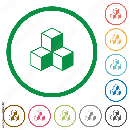 Cubes outlined flat icons