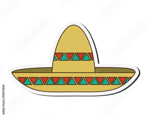 mexican hat male fashion style celebration icon. Flat and isolated design. Vector illustration