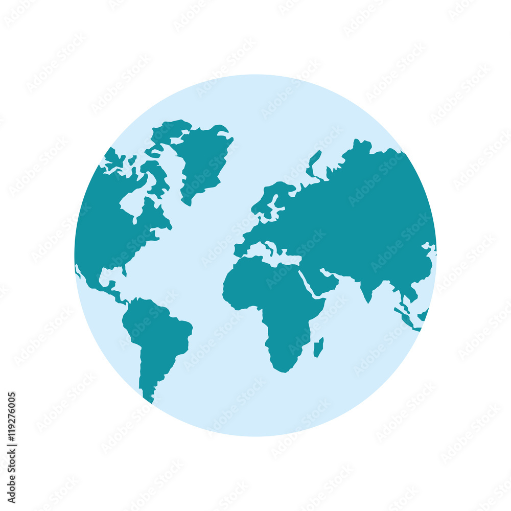 planet earth world map cartography icon. Flat and isolated design. Vector illustration