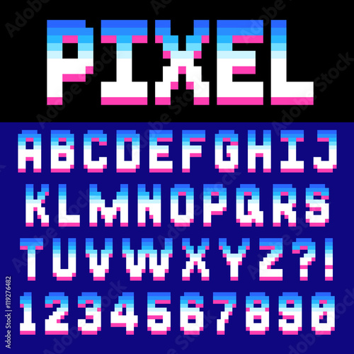 Pixel retro font Video computer game design