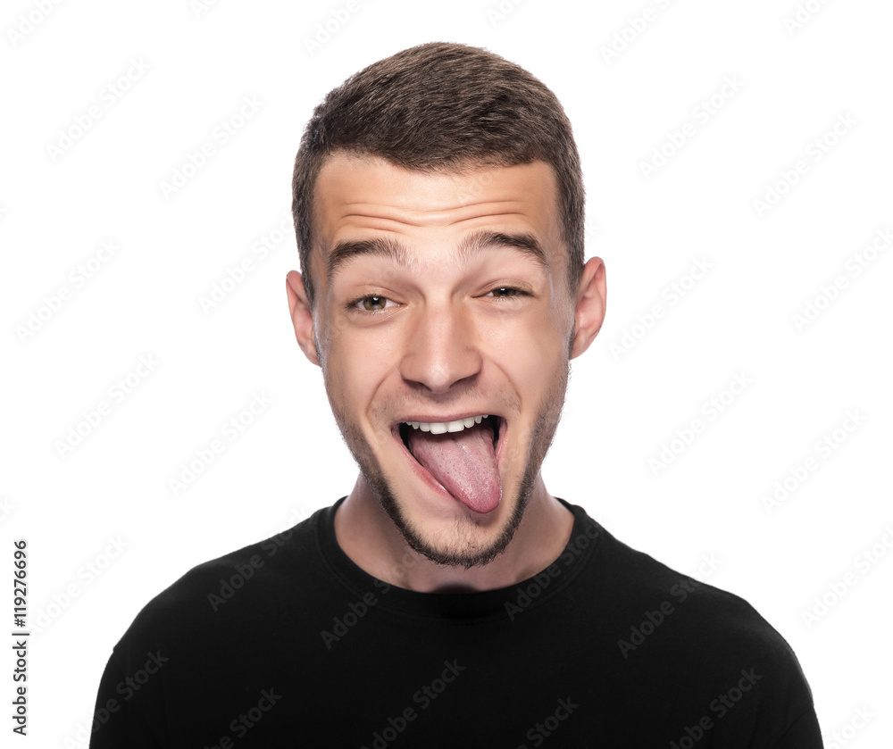 Man with his eyes crossed. Man with his eyes crossed.