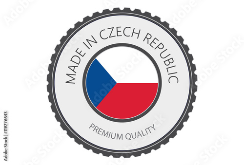 Made in Czech Republic Seal, Czech Flag (Vector Art)
