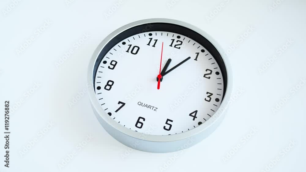 Clock isolated, white background. Wall clock timelapse Clock isolated, white background. Wall clock timelapse